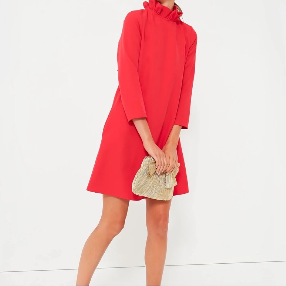 Tuckernuck Red Daphne Ruffle Neck Bow Back Dress XL